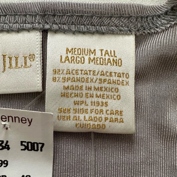 Christie & Jill Gray Long Sleeve Single Button Layered Cardigan Top Medium Tall - Picture 10 of 11